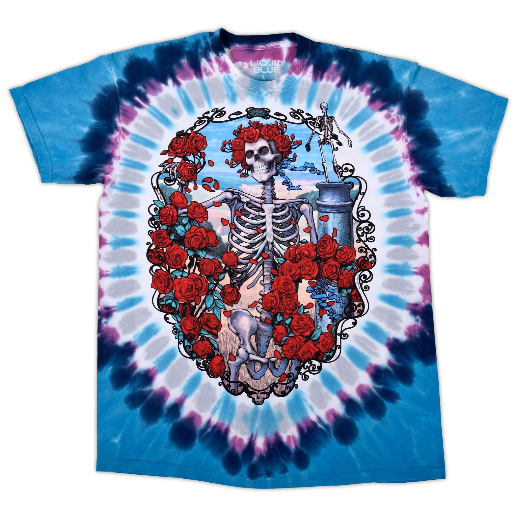 Liquid Blue Grateful Dead 30th Anniversary Band Tee – Tie Dye Short Sleeve T-Shirt, Vintage Concert Shirt for Men & Women